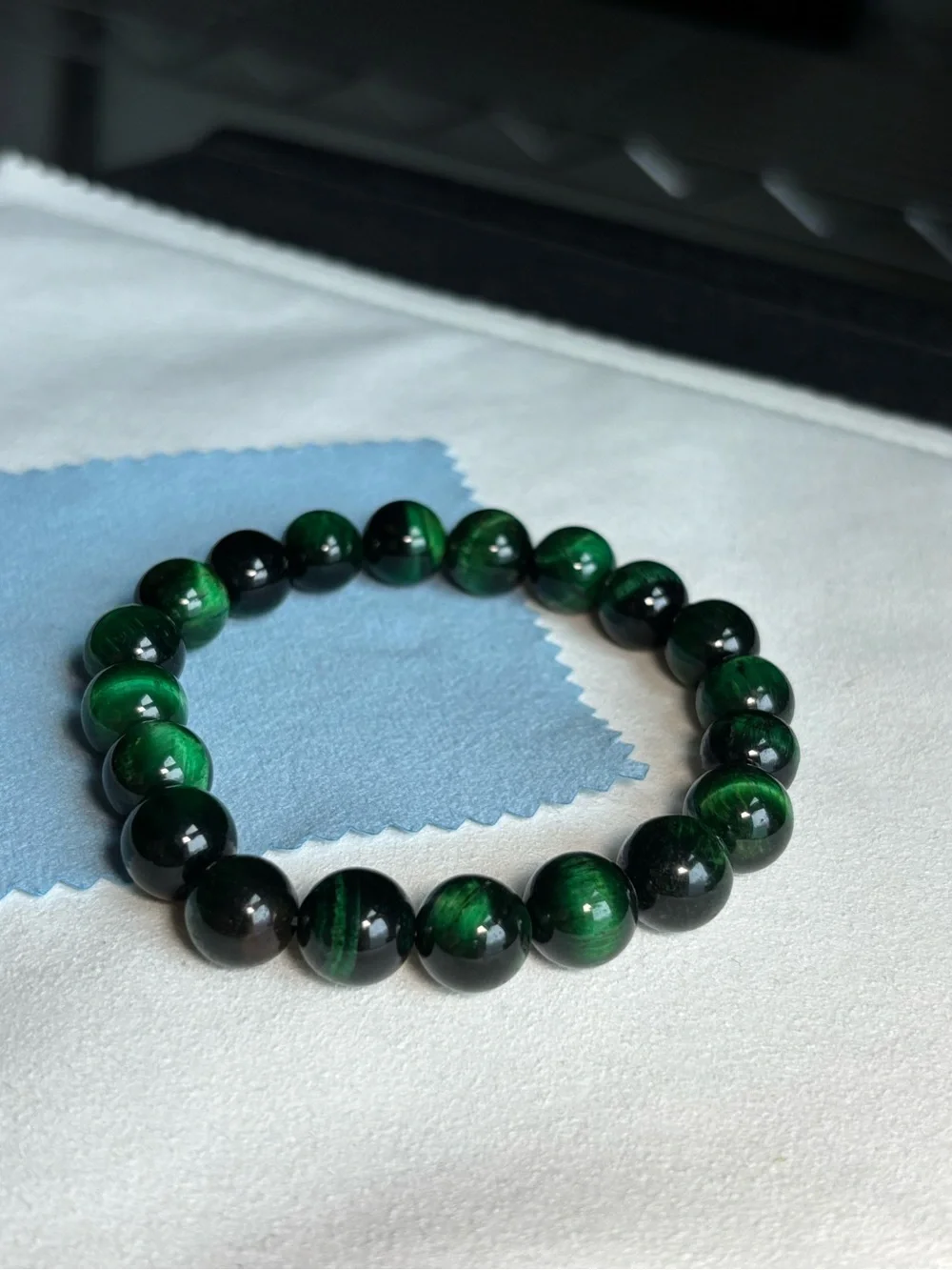 10mm Green Tiger Eye Beaded Stretch Bracelet - Women Jewelry
